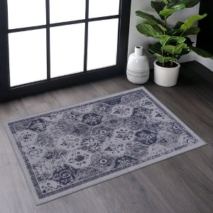Okak Exquisite Boho Entryway Rug with Super-Soft Material, Kids & Pets Friendly Living Room Rug, Ruggable Rugs for Entryway, Foyer, Blue - 1 of 4