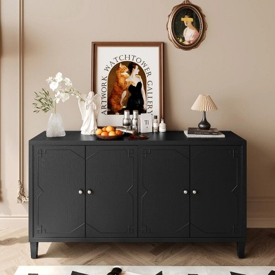 Accent Cabinet 4 Door,Wooden Sideboard Buffet Server,Accent Cabinets With Storage,For Living Room,Hallway,Kitchen-Cuddlewood