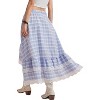 Women's Western Boho Skirt - Lace Ruffle Asymmetrical Hem Cowgirl Style Blue and White - 2 of 4