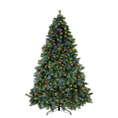Pre-Lit Flocked LED Douglas Fir Artificial Christmas Tree