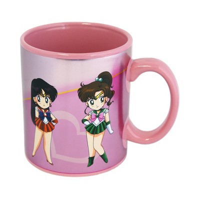 Sailor Moon Pink Ceramic Mug with Plastic Lid, 16 oz