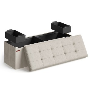 SONGMICS Storage Ottoman Bench Folding Storage Footrest 2 Extra Storage Boxes Hold up to 660 lb - 1 of 4