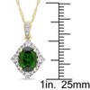 EVERLY JEWELRY | 14K Yellow Gold Chrome Diopside, White Sapphire and 1/10 CT TW Diamond Vintage Halo Pendant With Chain - 17 inch - 4 of 4