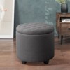 Ridstar Modern Accent Round Storage Ottoman For Living Room, Bedroom & Vanity-Dark Grey - 3 of 4