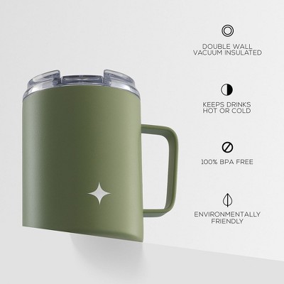 Green Triple Insulated Stainless Steel Travel Tumbler with Handle, 12oz
