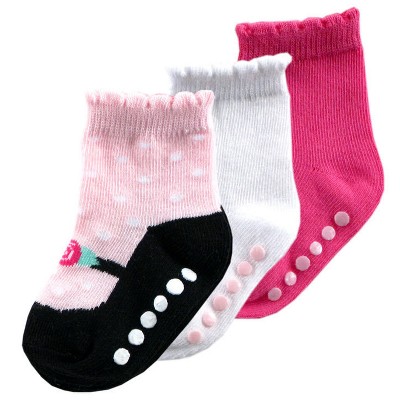 Luvable Friends Baby Girl Socks Set, Pink Shoelace, 0-6 Months