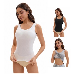 INSPIRE CHIC Women's 3 Pcs Wide Strap Built-In Padded Bras Casual Tank Camisoles - 1 of 4