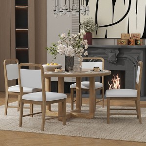 NicBex Round Dining Table Set for 4 Morden 44.8" Kitchen Table with MDF Tabletop, 4 Upholstered Chairs for Kitchen - 1 of 4