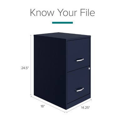 Navy Blue 18" Steel 2-Drawer Lockable Vertical File Cabinet