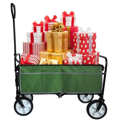 YONWAY Outdoor Collapsible Utility Wagon Cart with Cup Holder, Heavy Duty Foldable Cart, for Activities, Parks, Camping