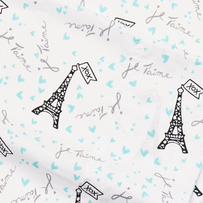 Je T'aime Paris Blue Twin Microfiber Sheet Set