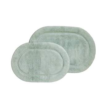 Plush and Absorbent Non-Slip Cotton Oval 2-Piece Bath Rug Set by Blue Nile Mills