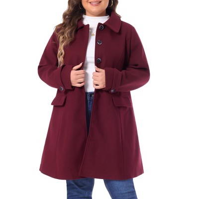 Agnes Orinda Women's Plus Size Single Breasted Long Sleeve Fleece Warm Overcoats
