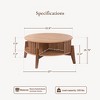 LuxenHome Round Coffee Table with Storage, 31.5" Oak Finish Manufactured Wood Accent Tables with Rubberwood Legs for Living Room, Home Brown - 3 of 4