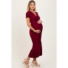 Pinkblush Burgundy Gathered Front Short Sleeve Maternity Maxi Dress - 2 of 3