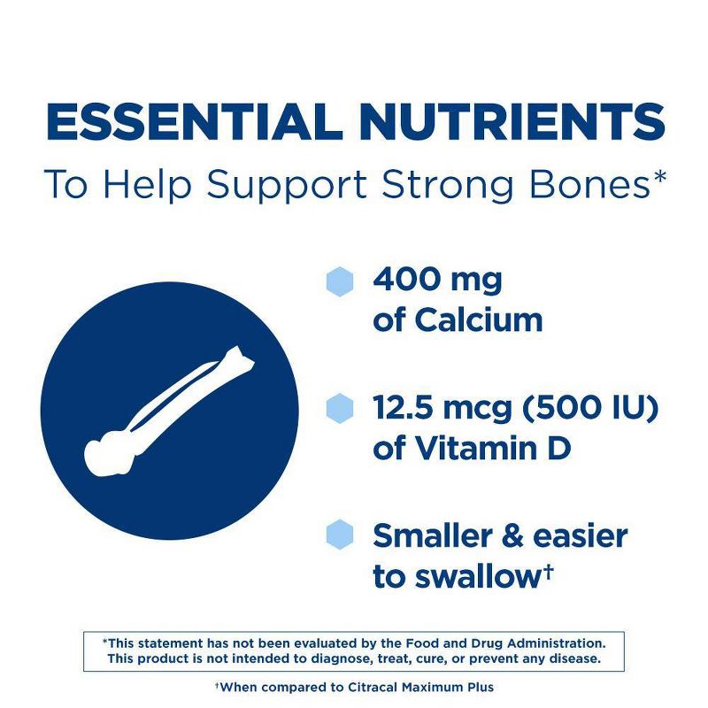 Citracal Petites Calcium Supplement with Vitamin D3, Dietary Supplement for Bone Health Support Coated Caplets - 200ct, 4 of 6