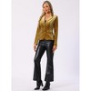 INSPIRE CHIC Women's Notched Lapel Vintage Office Button Front Velvet Blazer - 3 of 4