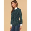 Allegra K Women's Point Collar Long Sleeve Dots Printed Button Down Shirt - 4 of 4