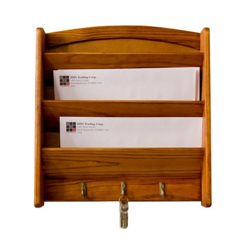 Wooden Storage Shelves With Hooks Key And Letter Organizer - Temu