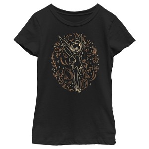 Girl's Peter Pan Halloween Tinkerbell Line Art T-Shirt - 1 of 4