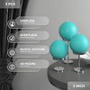 Set of 3 Round Teal Candles - 3 inch Sphere Candles for Wedding & Home Decor - Unscented Long Burning - 2 of 4