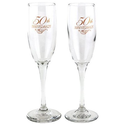 Golden Anniversary crystal champagne flutes