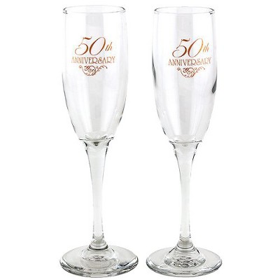 2ct 50th Anniversary Champagne Flutes