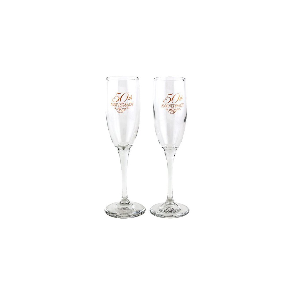 Photos - Glass 2ct 50th Anniversary Champagne Flutes