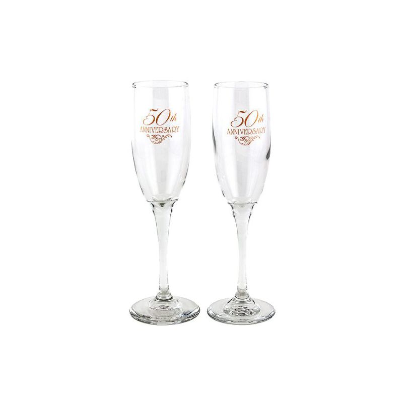 2ct 50th Anniversary Champagne Flutes, 1 of 2