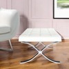 HomeRoots 24" White Genuine Leather and Silver Tufted Footstool Ottoman - 2 of 4