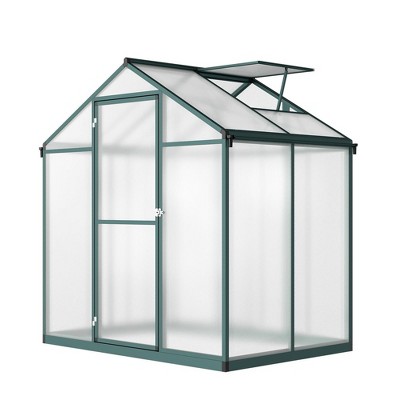 6x4 FT Greenhouse for Outdoors, Polycarbonate Greenhouse with Quick Setup Structure and Roof Vent