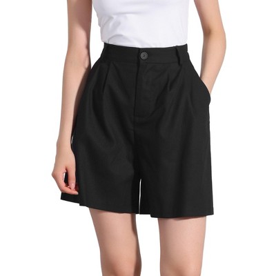 Allegra K Women's Elastic High Waist Casual Summer Linen Shorts