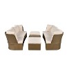 Carrie 5pcs Wicker Patio Dining Set with Coffee Table, Outdoor Furniture Set with Cushions, Loveseat Sofa and Ottoman - The Pop Home - 3 of 4
