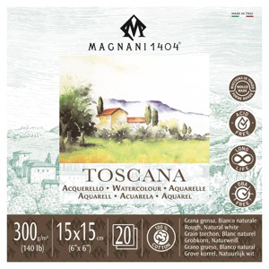 Magnani 1404 Toscana Rough 100% Cotton Watercolor Paper Pad, 20 Sheets, 140 lb, Acid-Free, UV Resistant, Deckled Edges, Vegan Sized Water Color Paper - 1 of 4