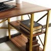 INFURNIC Desks Morello Writing Desk with Gold Metal Frame and 2 Shelves for Stylish Home Office Storage, Black, 25"*47"*28" - 4 of 4