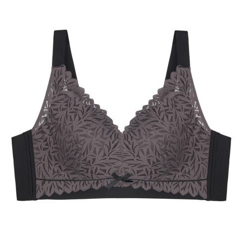 Buy Floral Lace Overlay Full Coverage Underwire Bra - 2PK: Black +