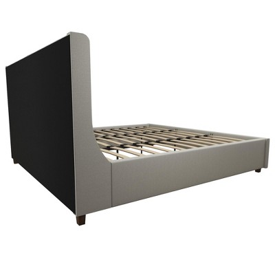 Light Gray Linen Tufted King Upholstered Bed with Metal Frame