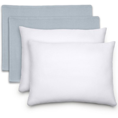 Toddler Pillow with Cotton Pillowcase, 13"x18", Kids Pillow for Sleeping by Comfy Cubs - 2 Pack