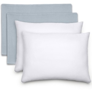 Toddler Pillow with Cotton Pillowcase, 13"x18", Kids Pillow for Sleeping by Comfy Cubs - 2 Pack - 1 of 4