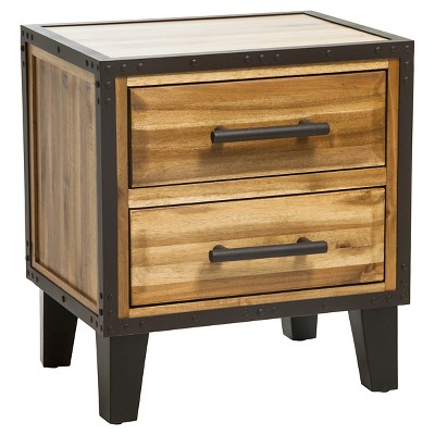 Luna Acacia Wood Two Drawer End Table - Natural - Christopher Knight ...