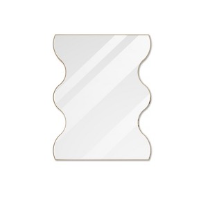Cesicia 30" x 35" Wall Mirror, Rectangular Mirror with 2 Wavy Sides Metal Framed, Dressing Mirror, for Bathroom, Bedroom, Wall Decor - 1 of 4