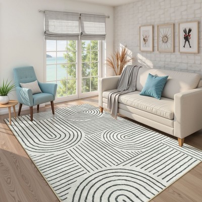 Lahome Abstract Washable Rugs Non Slip Soft Living Room Rugs Ultra-Thin Rainbow Bedroom Rug Non Skid Rug Backing Accent Carpet for Room Office
