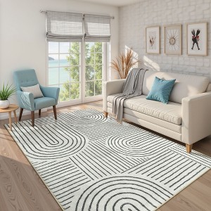 Lahome Abstract Washable Rugs Non Slip Soft Living Room Rugs Ultra-Thin Rainbow Bedroom Rug Non Skid Rug Backing Accent Carpet for Room Office - 1 of 4