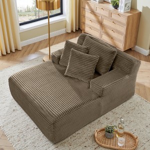 GDFStudio Kitto Corduroy and Compression Sponge 65"D Chaise Lounge - 1 of 4