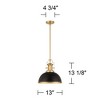 Inspire Me Home Decor Soft Gold Pendant Lighting 13" Wide Modern Black Dome Shade Fixture for Dining Room House Home Foyer Kitchen - 4 of 4