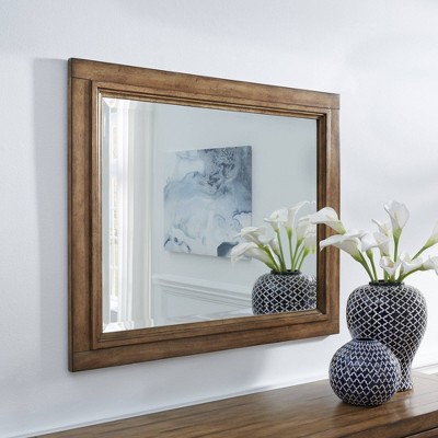 Sedona Toffee Brown Rectangular Wood Mirror with Beveled Glass