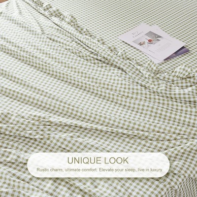 Der Rose BALHAM TRADE-Gingham Queen Sheet Set, Lightweight Super Soft Brushed Microfiber Plaid Bed Sheets Yellow Queen (90" x 98") — фото 6