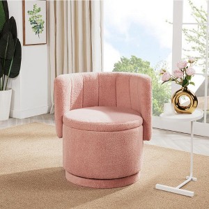 Gulches 360° Swivel Back Sofa Chair with Hidden Storage Space - Soft Upholstered Plush Cushion Chair, Durable Frame, Pink - 1 of 4