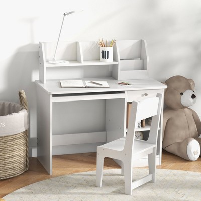 NicBex Home Office Desk 35.5" L Modern Writing Desk and Chair Set with Open Storage Shelves and Chair for Office, Study, Living Room