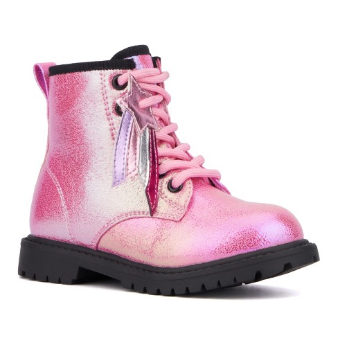 Olivia Miller Girl s Toddler Crystal Sky Combat Boots 7 Pink Target